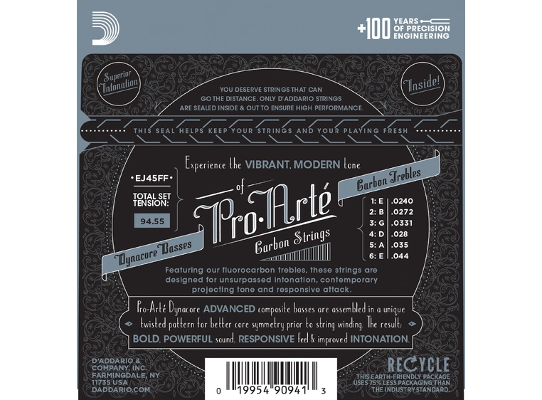 D'addario EJ45FF Pro Arte Dyna/Carbon (024-044) 